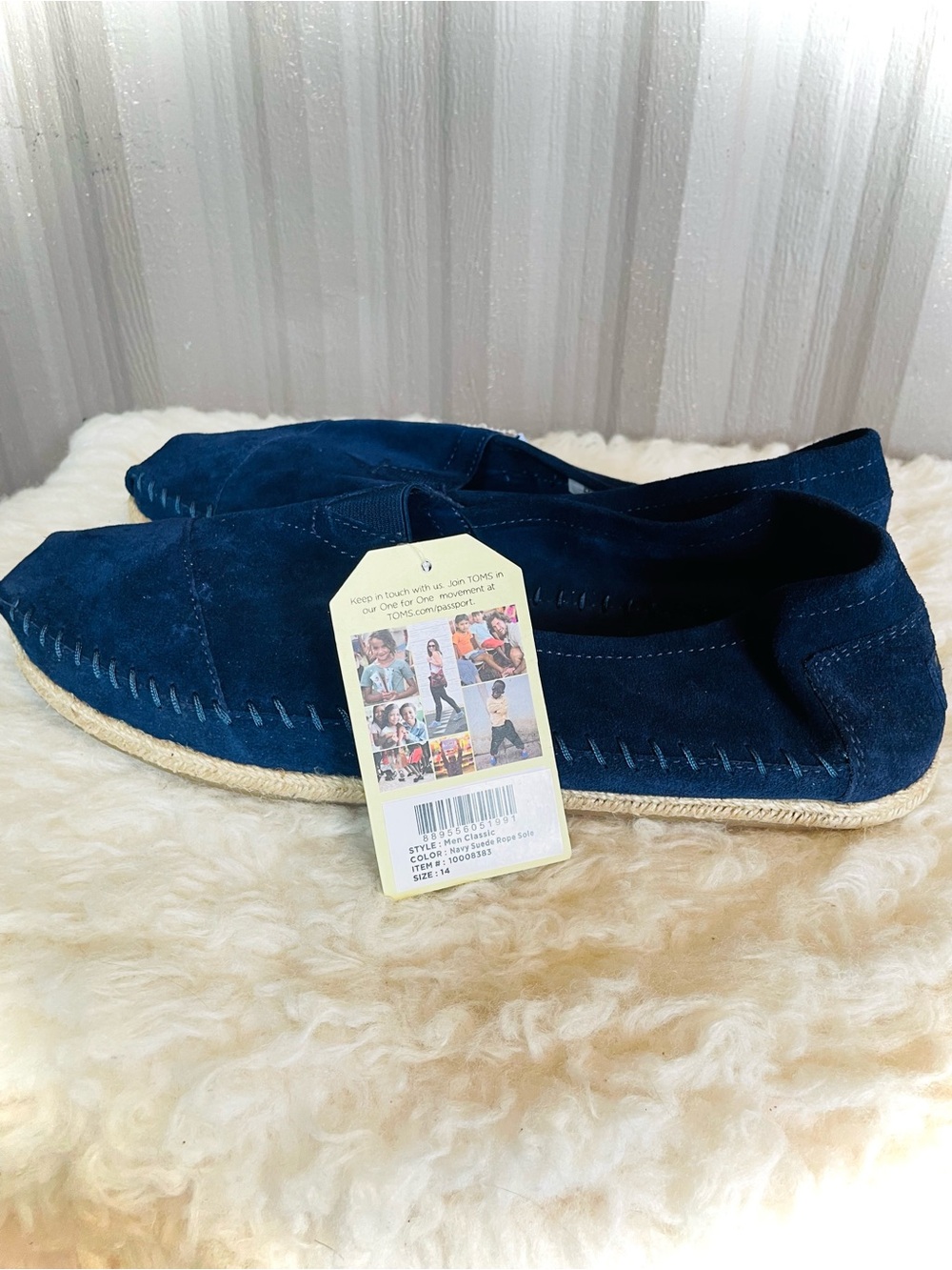 NEW TOMS Men’s Espadrille Navy Blue Suede Rope Sole Size 14 NWT Classic Slip On - Picture 4 of 9